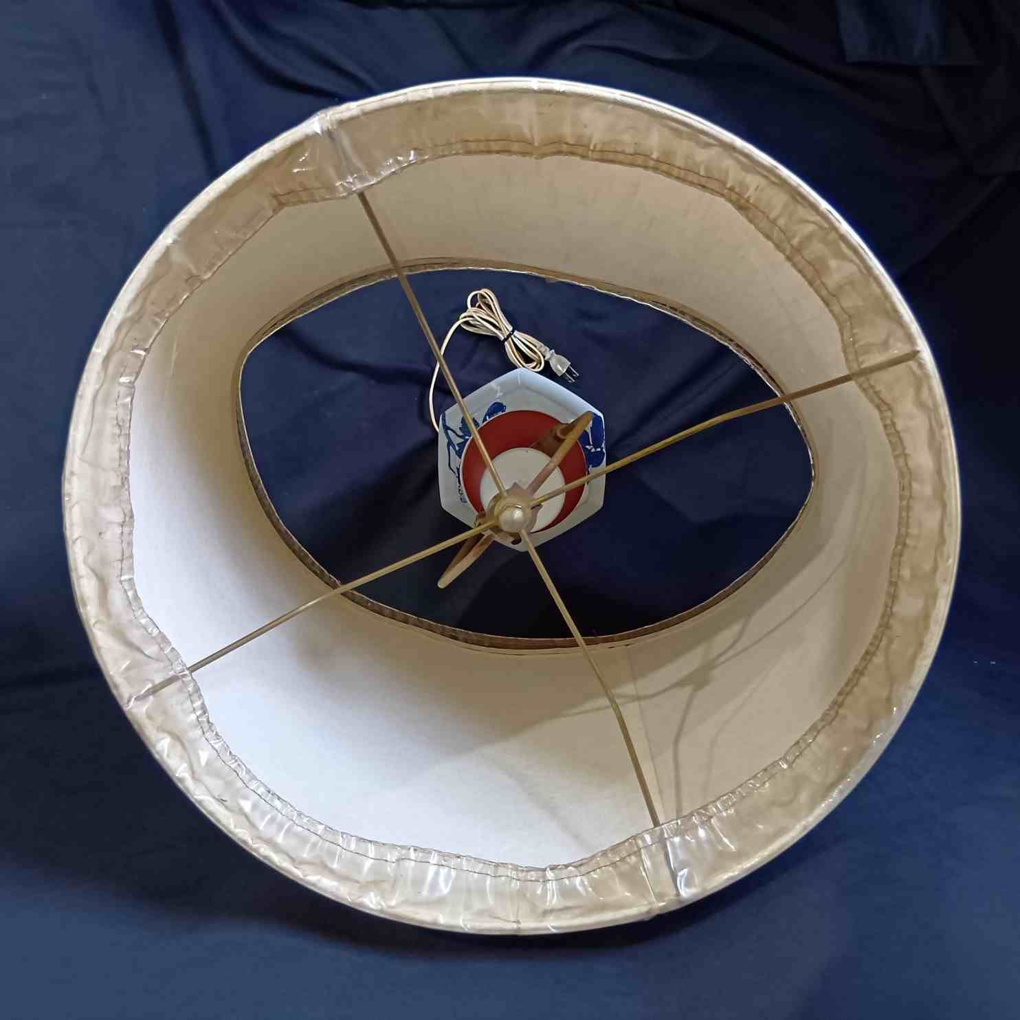 昭和レトロ 陶器製 染付 牡丹 透かし スタンドランプ フロアライト 照明器具 昭和レトロ 陶器製 染付 牡丹 透かし スタンドランプ フロア