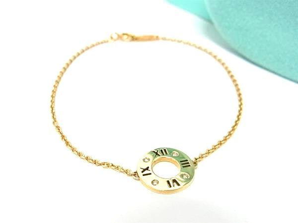 美品 Tiffany アトラス サークル ブレスレット K18 ダイヤ4P □極美品□ TIFFANY＆Co ティファニー アトラスオープン K18 AU750 18