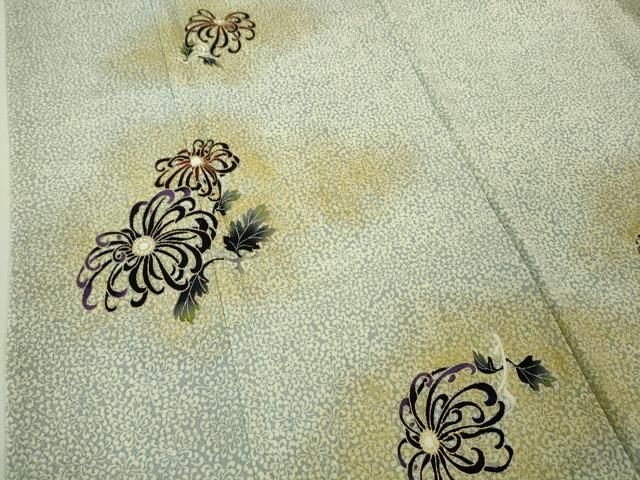 平和屋本店●極上　浦野理一　金彩友禅　訪問着　乱菊　鬼しぼ縮緬　暈し染め　金彩　逸品　DZAA7668kh5 平和屋本店○極上 浦野理一 金彩友禅 訪問着 乱菊 鬼しぼ縮緬 暈し染め