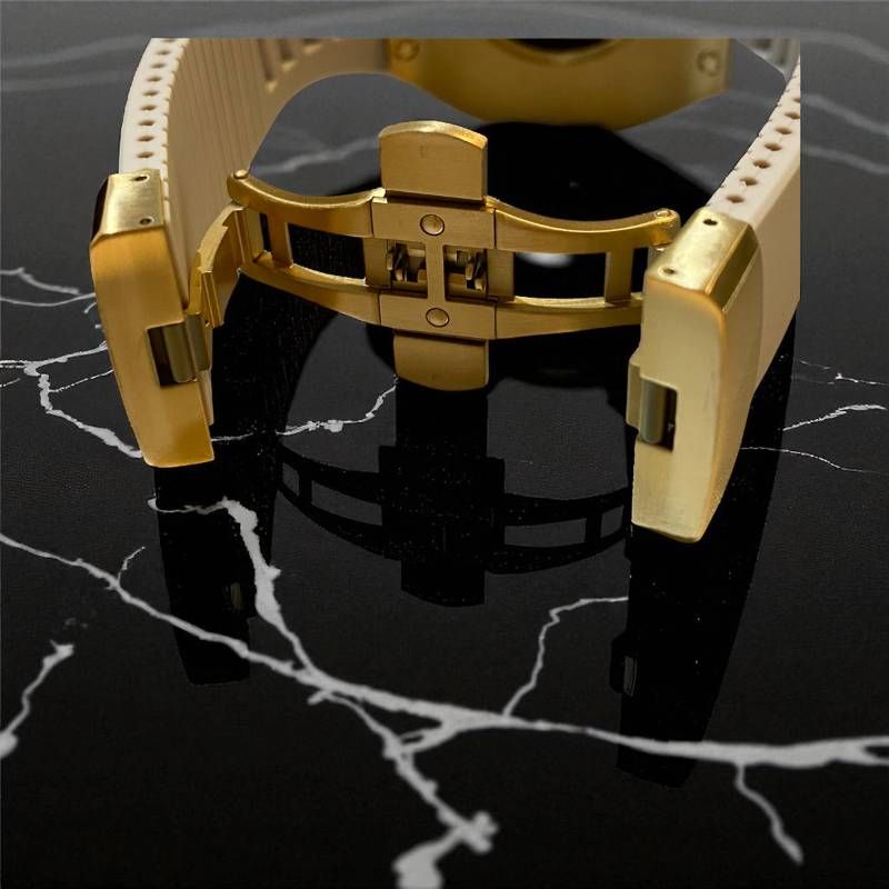 ゴールドケース サンドホワイトラバー Apple Watch Ultra 1|2|3. 49mm アップルウォッチ ウルトラ プレミアムカスタムコレクション