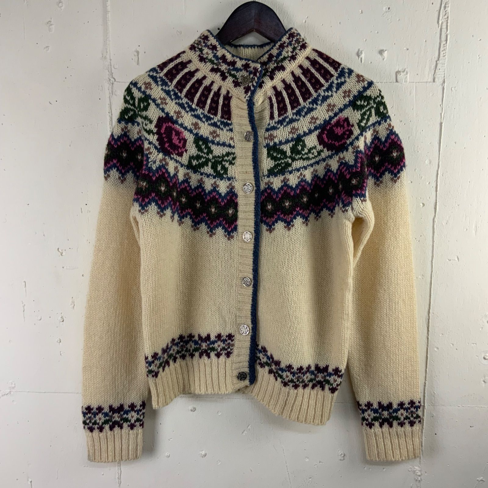 80年代 80s ウールリッチ Woolrich 花柄 ノルディック柄 ウール モヘア 