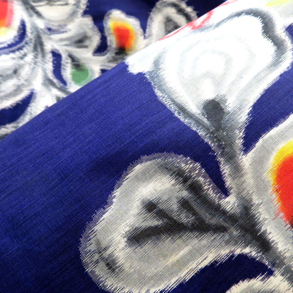 羽織 銘仙 アンティーク 昔羽織 長羽織 正絹 紺 墨色 マルチカラー