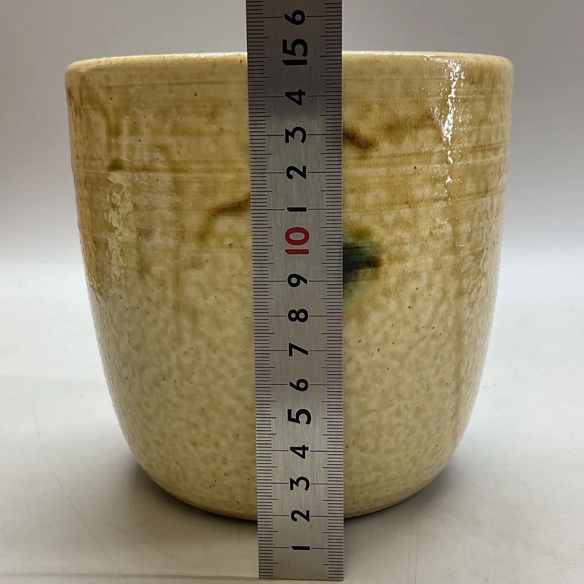 茶道具　黄瀬戸水指　加藤唐三郎作 茶道具・水指 】水指 黄瀬戸 一重口、加藤唐三郎作 - 茶道具