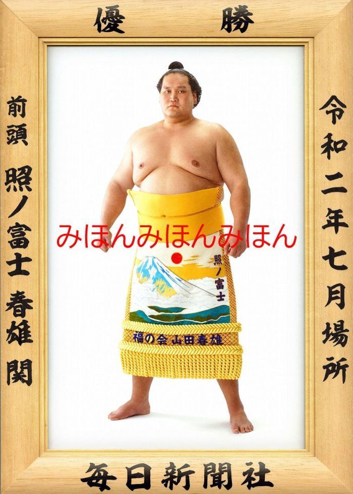 照ノ富士春雄関優勝ミニ額 大相撲ミニ額 大相撲優勝額令和２（２０２０）年７月場所 優勝 前頭 照ノ富士春雄関（２回目の優勝） ※受注生産品のため、ご注文後はいかなる理由でも返品、返金はできません