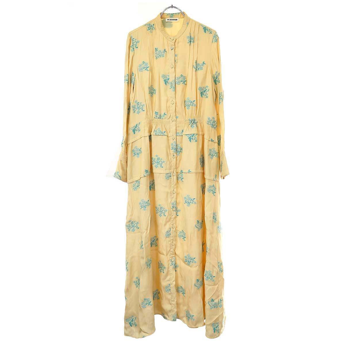 JIL SANDER ジルサンダー 20SS フラワージャガードレーヨンワンピース JSWR505311 ベージュ 34