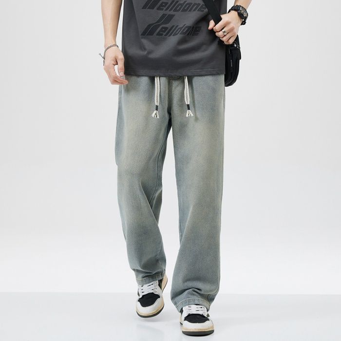 ジーンズ メンズ ワイド デニムパンツ メンズ ズボン ワイド ジーパン 大きいサイズ ゆったり ルーズ イージー メンズ ズボン ロングパンツ ジーンズ メンズ ワイド デニムqcwhs12