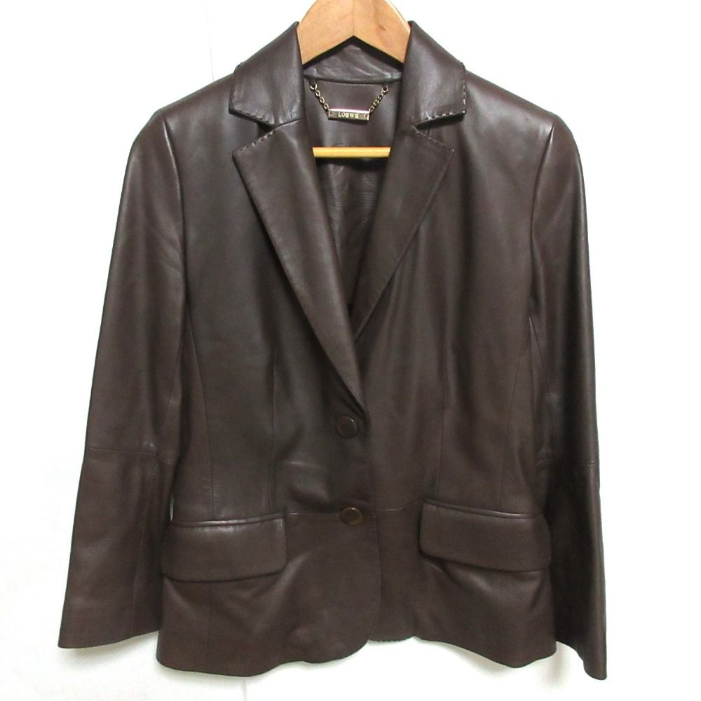 良品 LOEWE ロエベ ナッパレザー アナグラムボタン シングル  
