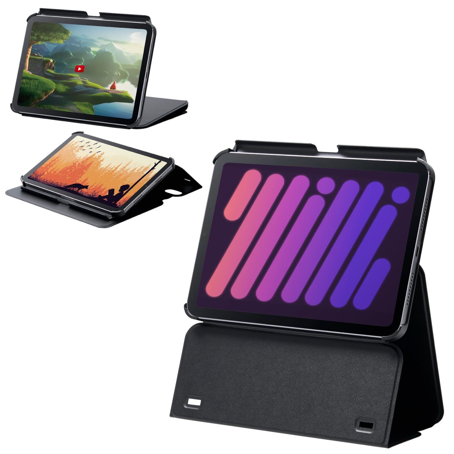 Pro 2024年) mini6 mini7(A17 第6世代 ケース 多段階高さ調整 iPad オートスリープ/オートウェイク ソフトレザー エレコム ブラック TB-A24SWVH2BK