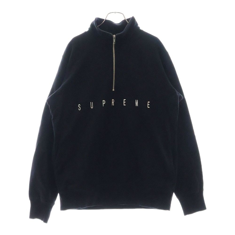 SUPREME シュプリーム 14SS Half Zip Pullover ロゴ刺繍 ハーフジップ プルオーバースウェット ブラック