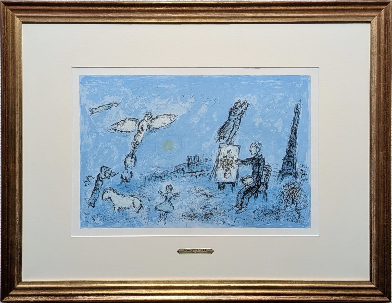 真作 マルク シャガール 画家とその二重像 リトグラフ版画