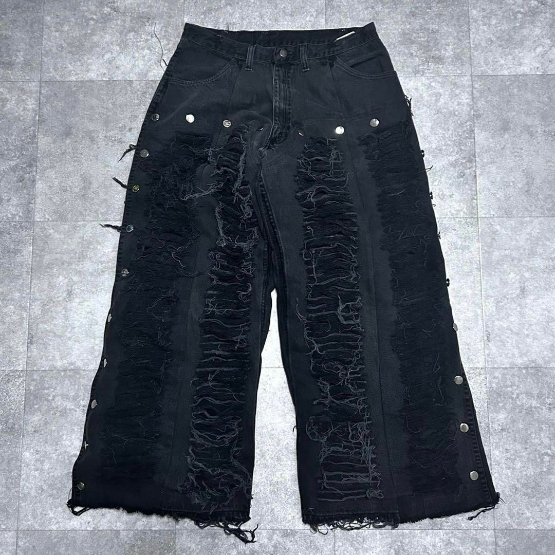 再構築デニム　リメイクデニム　フレア　ブラック　黒　Y2K ベルボトム　古着 再構築デニム リメイクデニム フレア ブラック 黒 Y2K