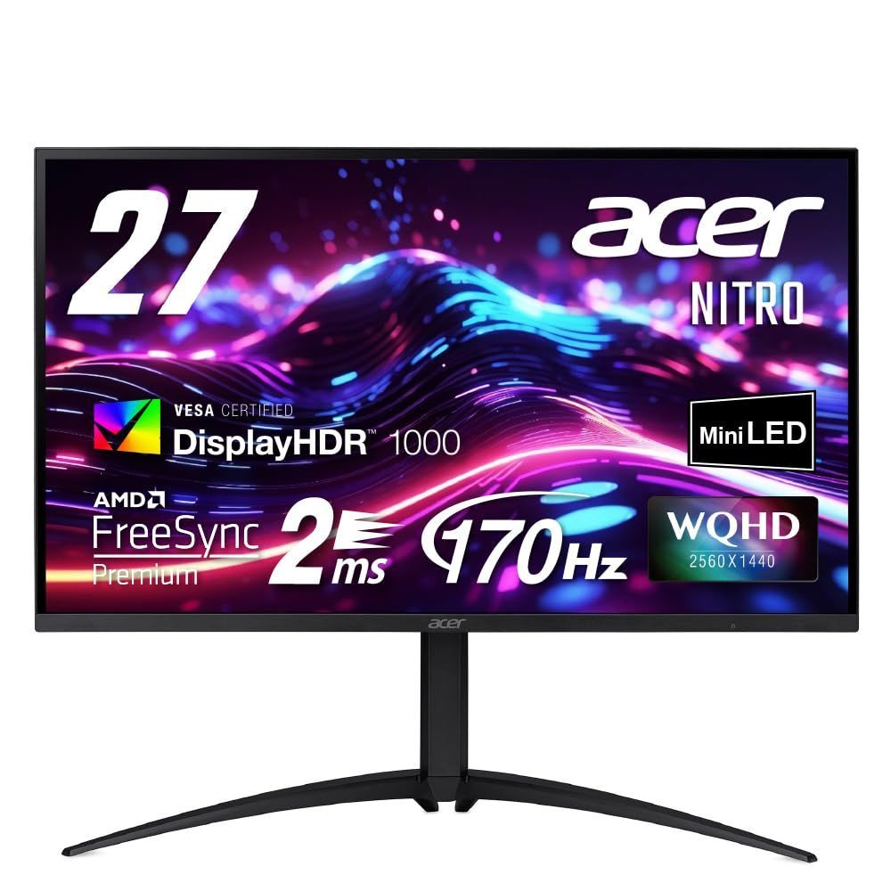 【数量限定】高さ調整 DisplayPort1.2 ピボット機能 HDMI2.0 HDR1000 DeltaEu003c2 ヘッドホン端子 2ms 170Hz PC 非光沢 PS5 VA WQHD Xbox MiniLED X|S 27インチ Nitro VESAマウ