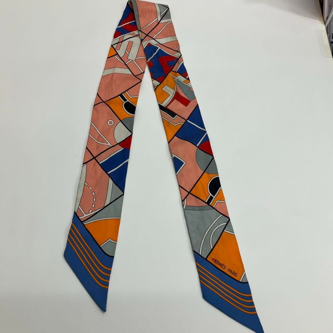 HERMES ツイリー　ネイビー　オレンジ 箱付 エルメス HERMES ツイリー ツイルトゥイリー スカーフ