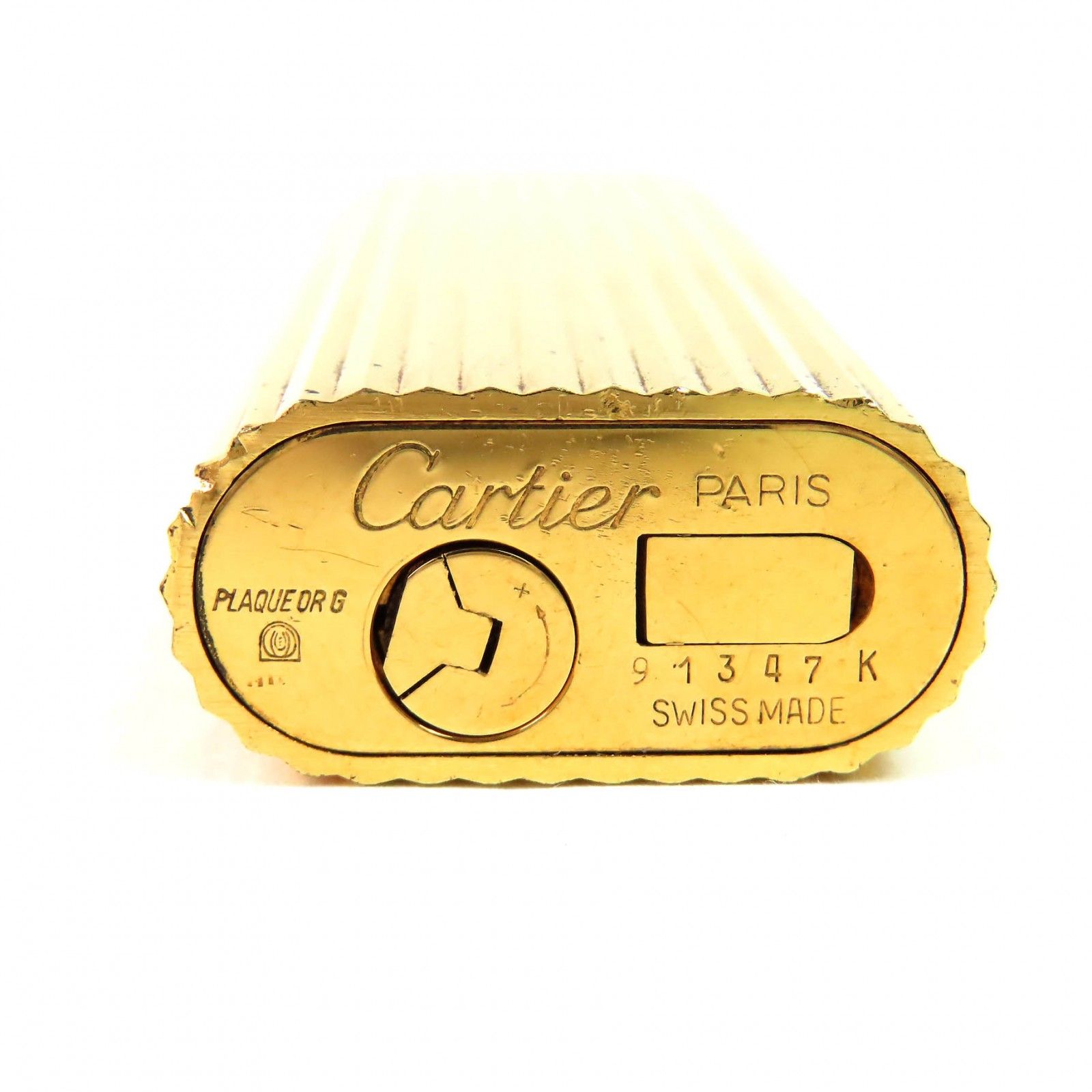 良品△Cartier カルティエ ストライプ オーバル ローラー式 ガス