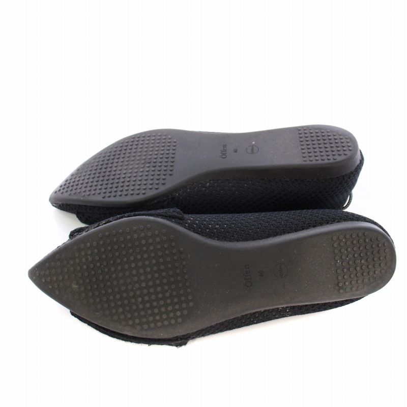 オッフェン Offen パンプス フラットシューズ リボン 40 25cm 黒