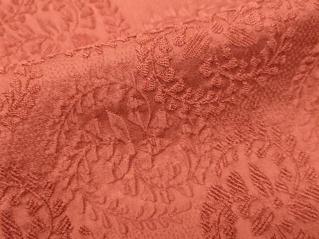 平和屋着物＃道行コート 花唐草地紋 赤丹色 ロング丈 正絹 逸品 CAAT5906id