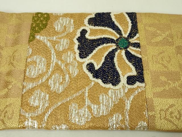 平和屋本店□極上 創業280年 誉田屋源兵衛 九寸名古屋帯 花唐草文 金  