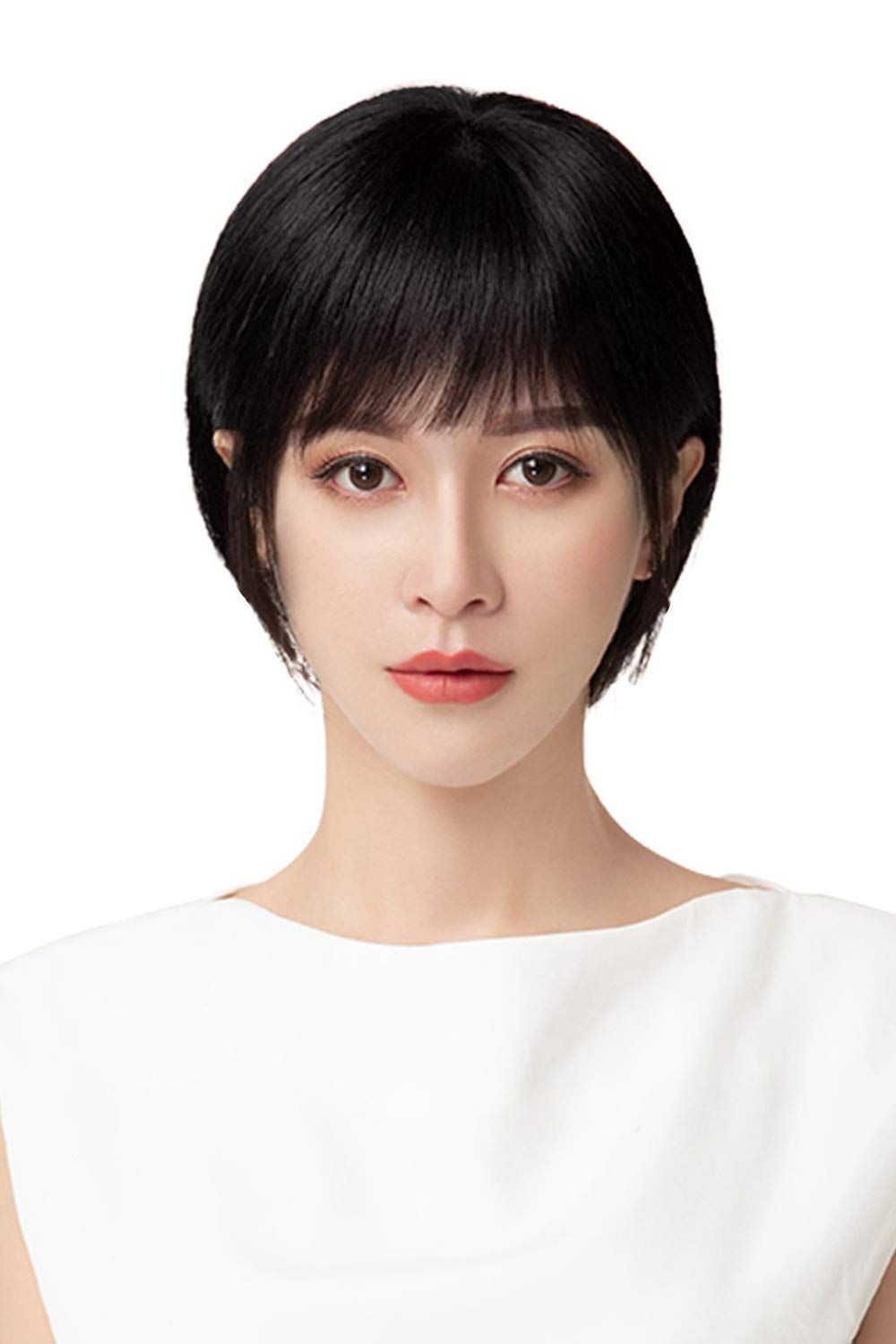 リアルつむじ かつら レディース 女性 ショートボブ 人毛 医療用ウィッグ オールかつら ボリュームアップ 通気 フルウィッグ 円形脱毛症 抜毛症 薄毛 白髪隠し YOYO 自然 違和感なし 自然黒 free