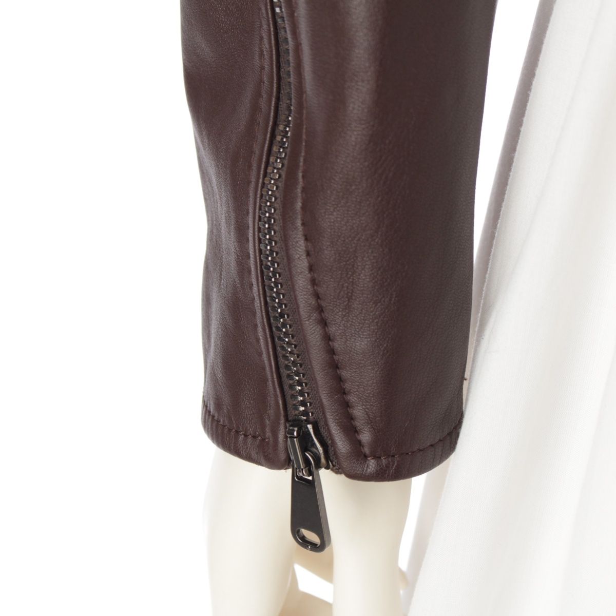 ブルネロクチネリ レザー ジップアップ ライダースジャケット ブラウン  