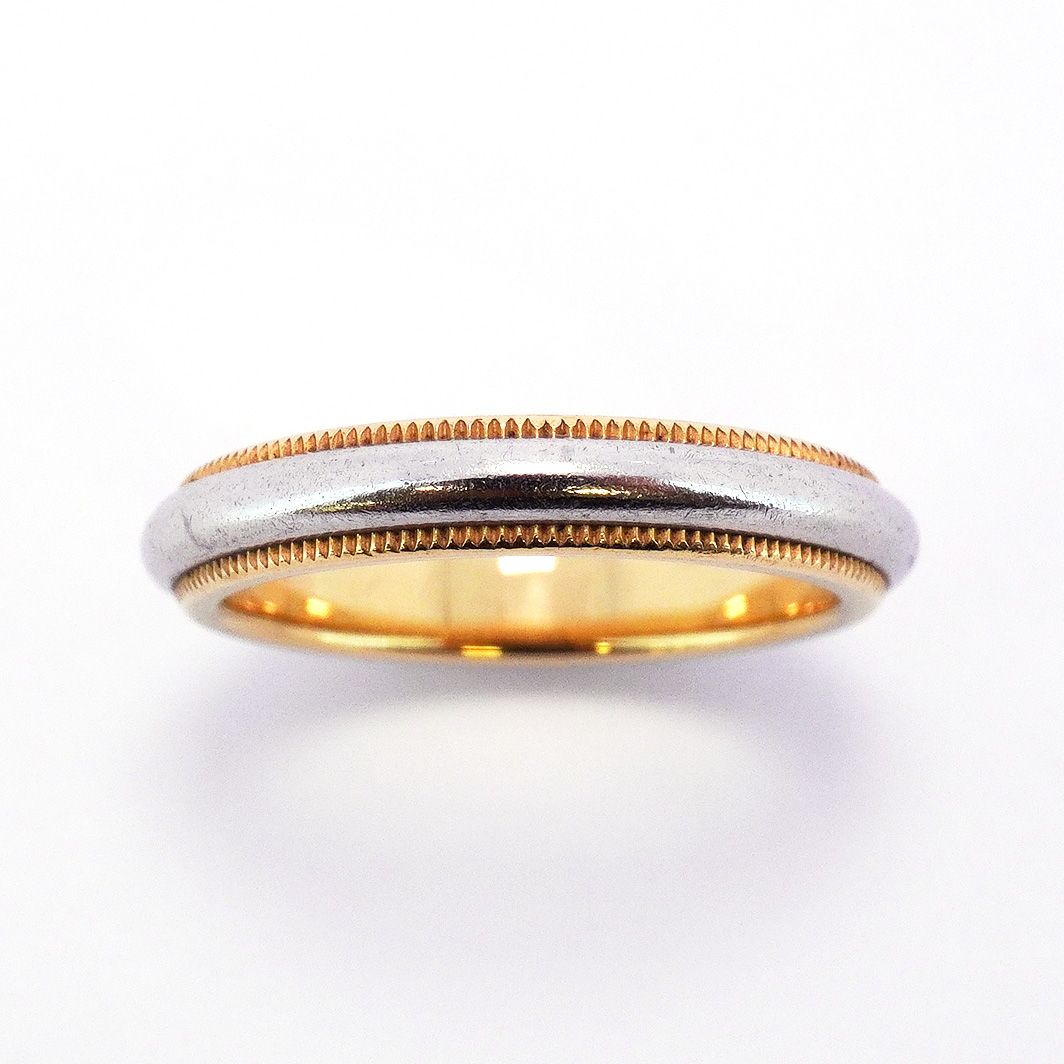 5jeb0038】ティファニー リング ミルグレイン K18YG イエローゴールド  