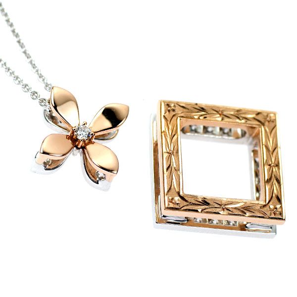 ミキモト K18WG/PG ダイヤモンド ペンダントネックレス 0.96ct - メルカリ 