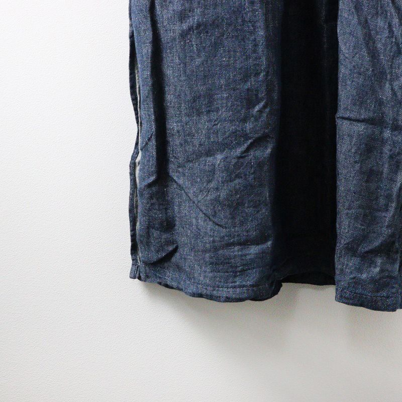 イチアンティークス ichi Antiquite s リネン2 WAYカシュクールエプロンドレス インディゴ ネイビー ワンピース ギャザー