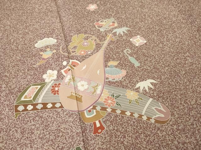 平和屋着物○訪問着 吹き寄せ文 黒地 正絹 逸品 AABA4827ck