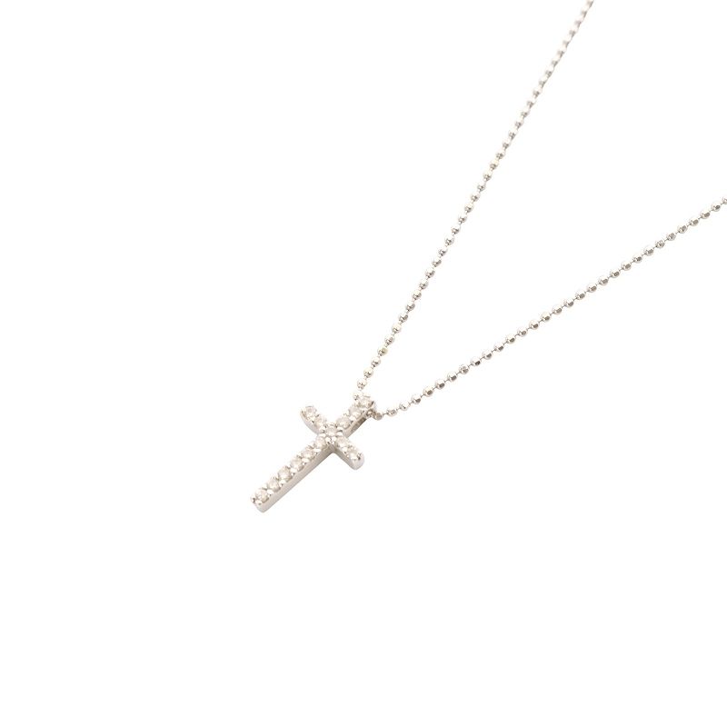 VENDOME AOYAMA ヴァンドーム青山 クロスネックレス ペンダント K18WG ダイヤモンド0.12ct ホワイトゴールド
