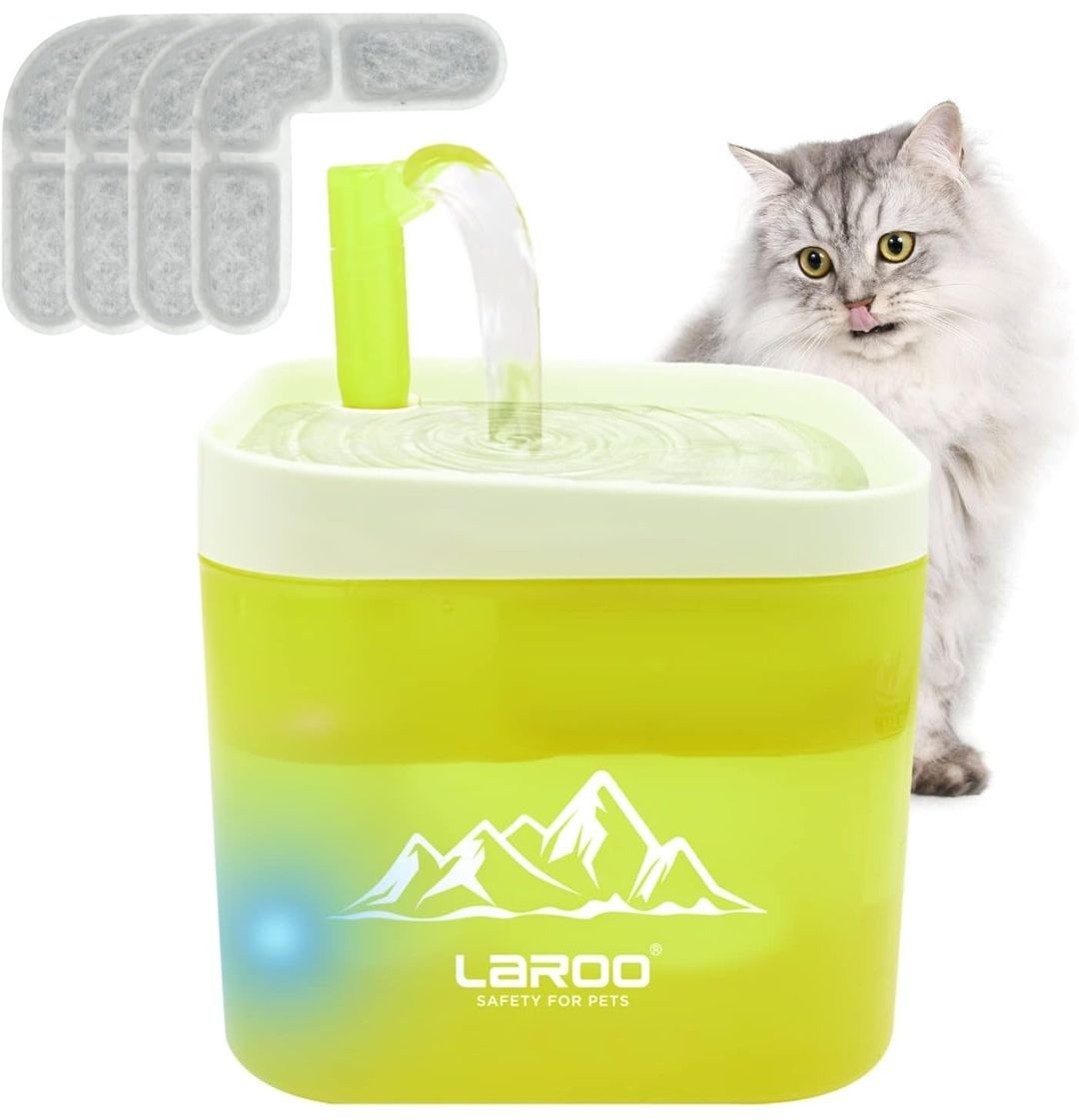 LaRoo 自動給水器 猫 小型犬用の2L自動水飲み場 充電式 非常に静かな猫