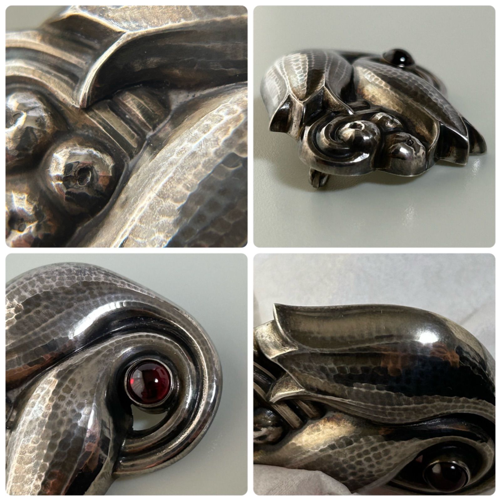 ジョージジェンセン 希少 ブローチ ガーネット AG925 ヴィンテージ 