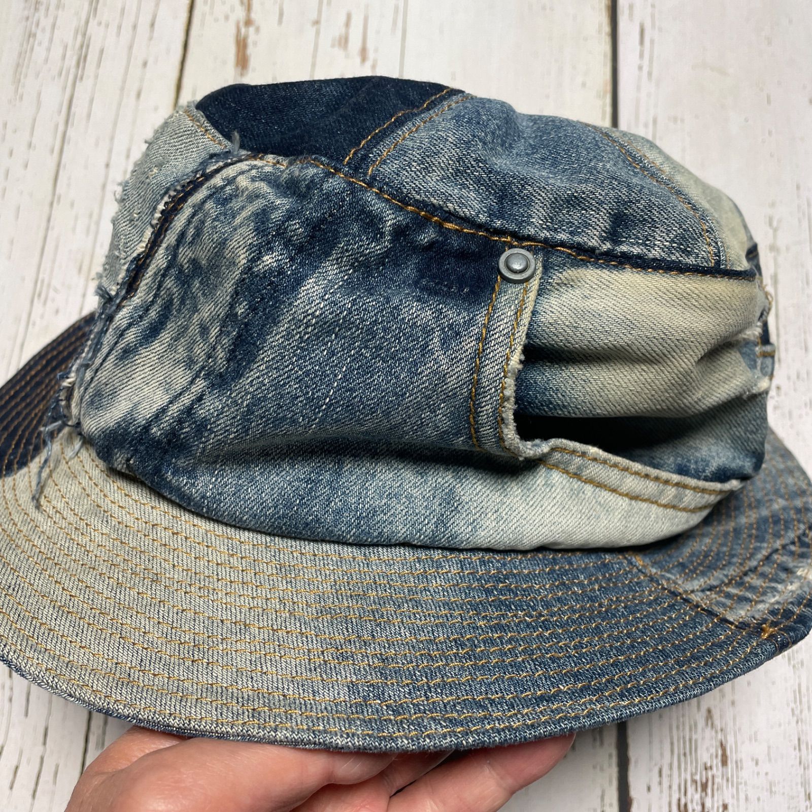 パッチワーク ジーンズリメイクカッコいいハットhat−0011