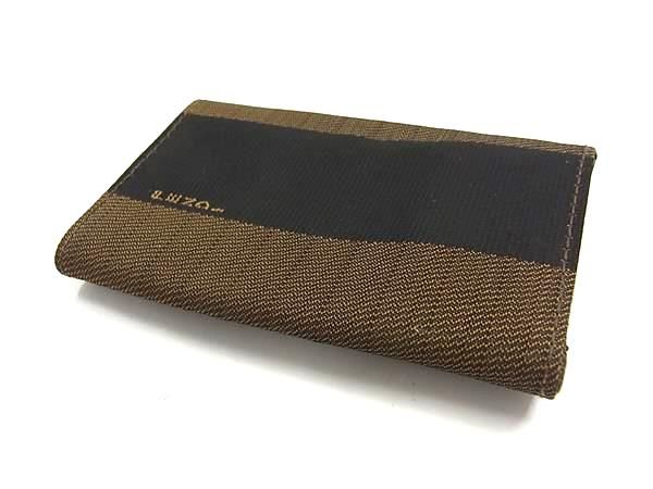 【極美品】フェンディペカン柄PVCxレザーキーケースブラック系xブラウン系120 美品 FENDI キーケース ペカン ストライプ ブラック ブラウン 箱