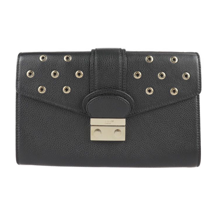 RED VALENTINO レッドヴァレンティノ バッグ クラッチバッグ レザー ブラック ゴールド金具 パンチング リストレット セカンドバッグ フラップ
