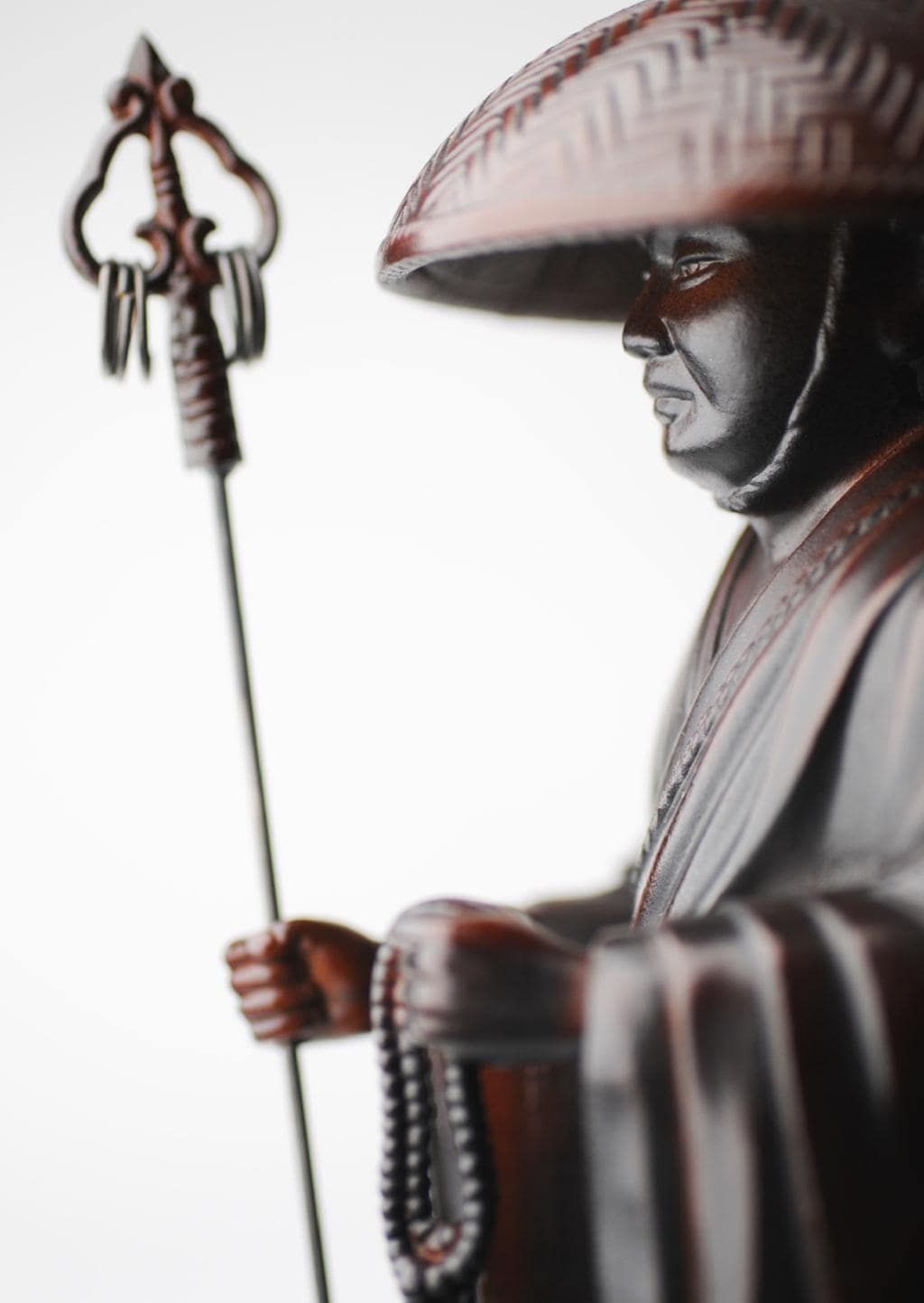 弘法大師 空海 - 総高24cm 茶彩色 高岡銅器 仏像