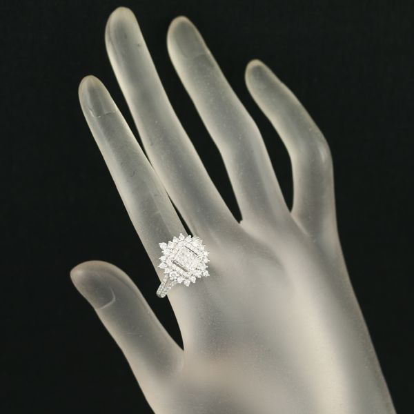【希少1.ct up 】美品K18WG ダイヤリング ミステリーセッティング ダイヤ ダイヤモンド 1.00ct ミステリーセッティング 2種カット