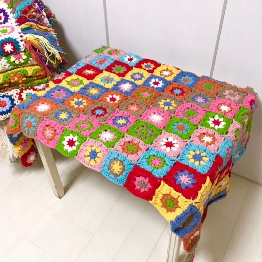 パッチワークニットラグ