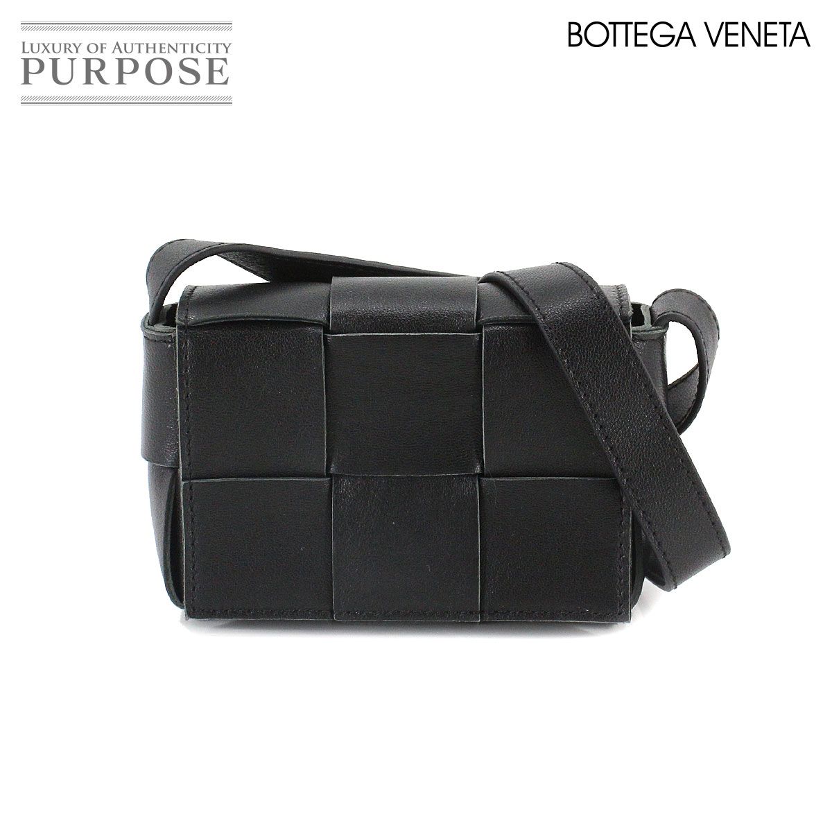 未使用 展示品 ボッテガ ヴェネタ BOTTEGA VENETA イントレチャート キャンディ カセット ショルダー バッグ レザー ブラック  90213161 - メルカリ