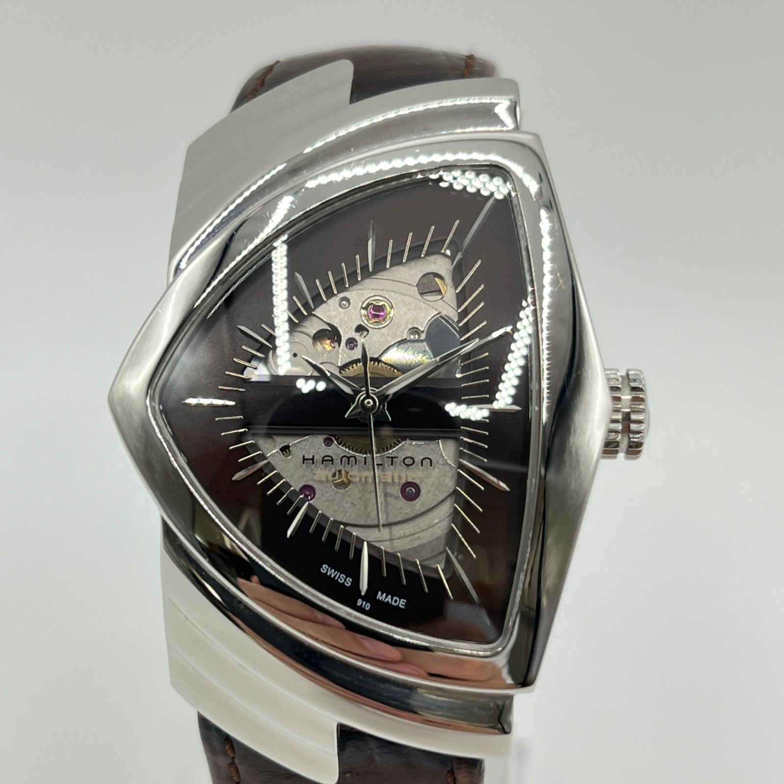 ハミルトン ベンチュラ オートマチック腕時計 裏スケルトン×ブラウン