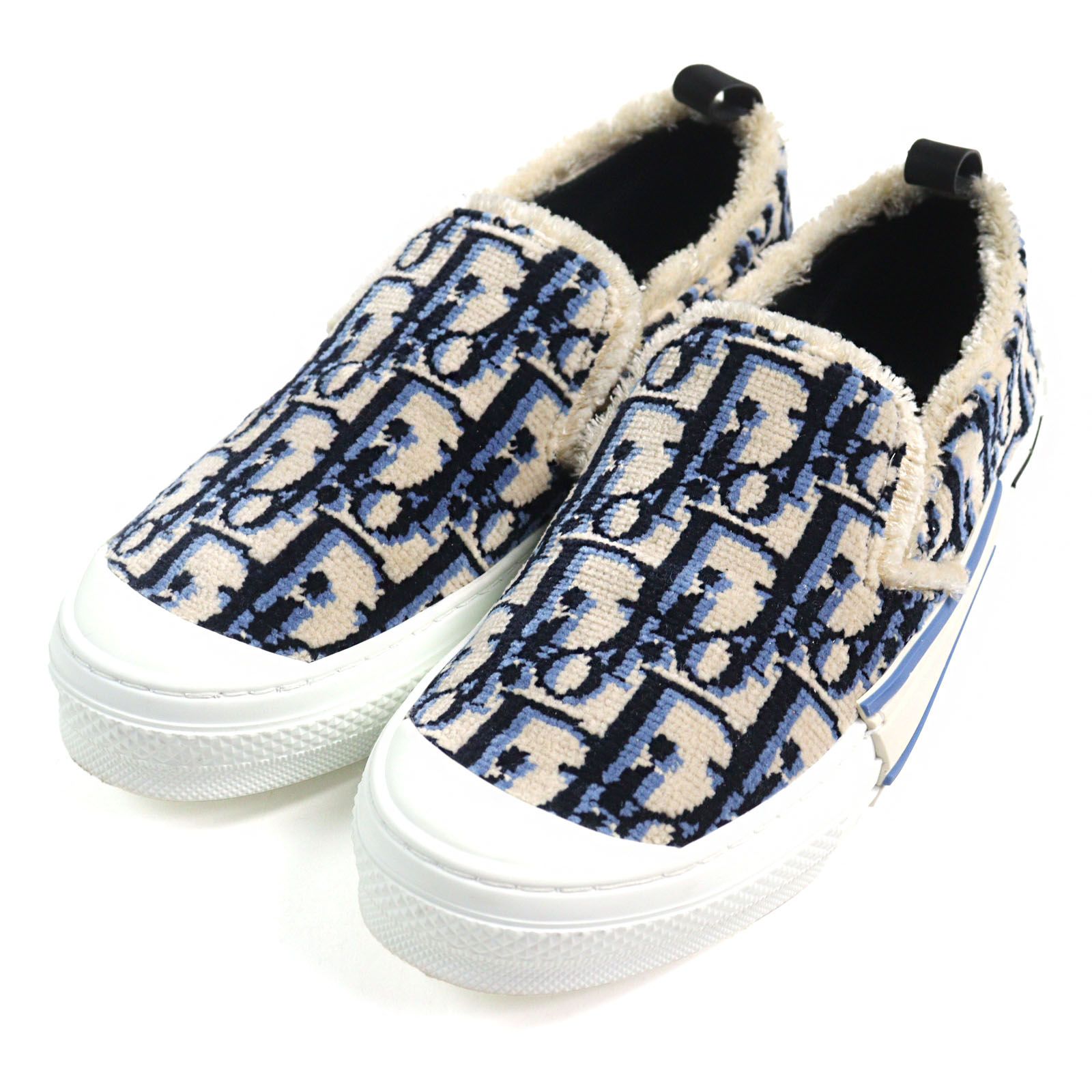 ドンドン見直し ○DIOR ディオール オム 22AW B23 オブリーク ブルータペストリー ロゴ総柄 スニーカー スリッポン ベージュ系 43 箱 保存袋付き イタリア製 メンズ