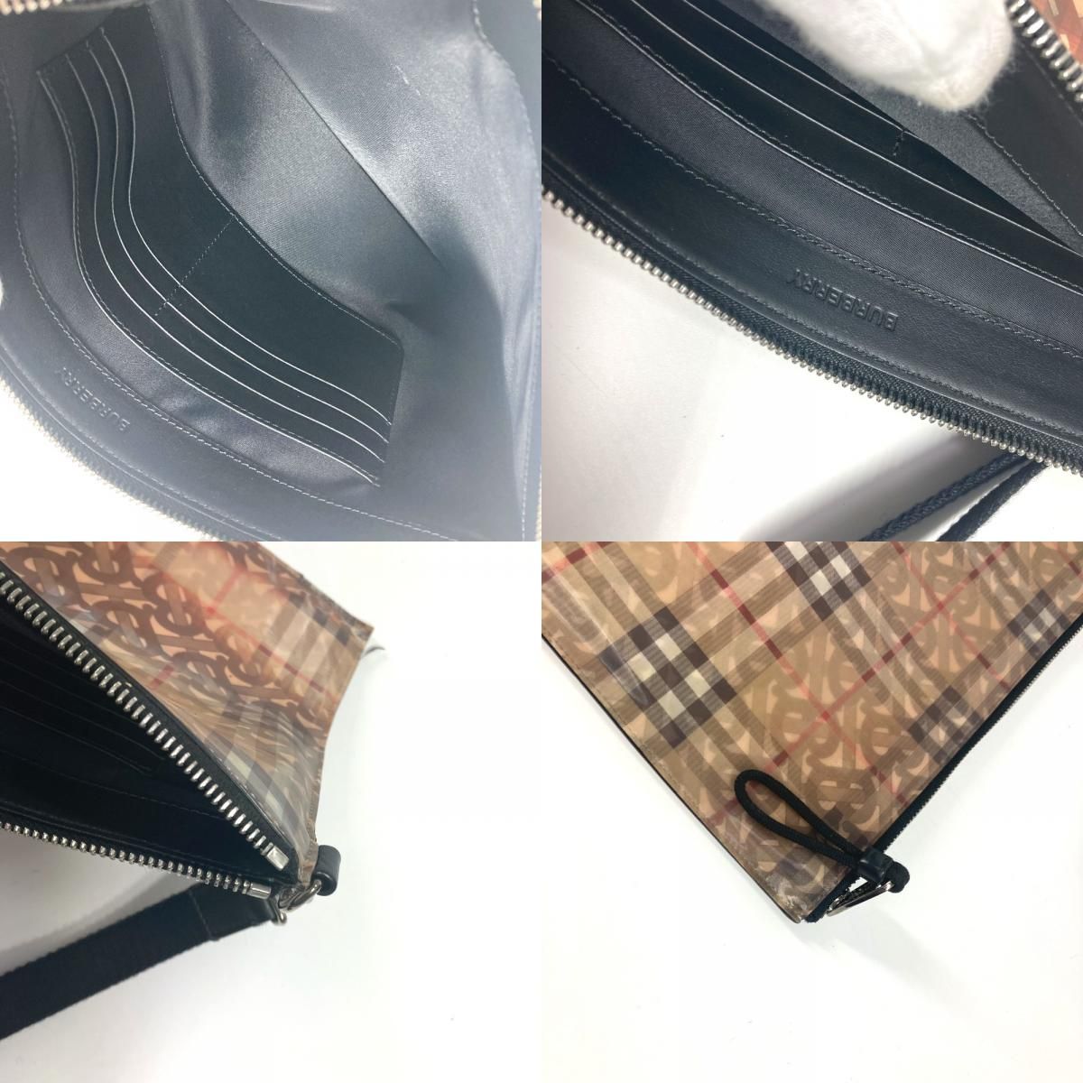 BURBERRY バーバリー クラッチバッグ ロゴ チェック TB ナイロン  