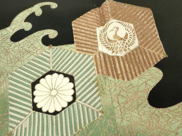 千總 色留袖 ベージュ系 松竹梅 菊 落款あり 三越誂え 千總 色留袖