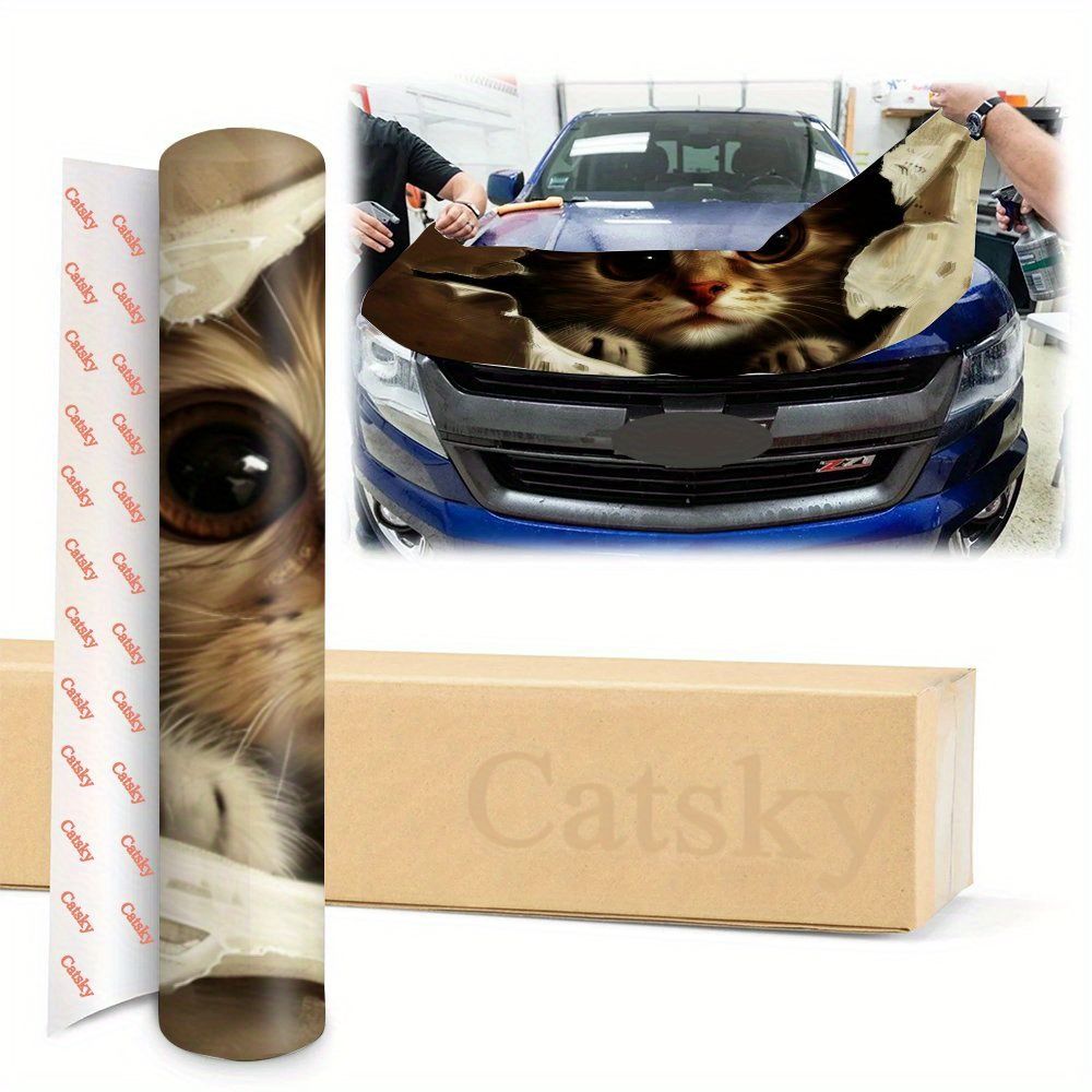 車の装飾に最適な美しい猫デザインのビニールラップ トラックのフロントガラスやエンジンに装飾するのに最適です
