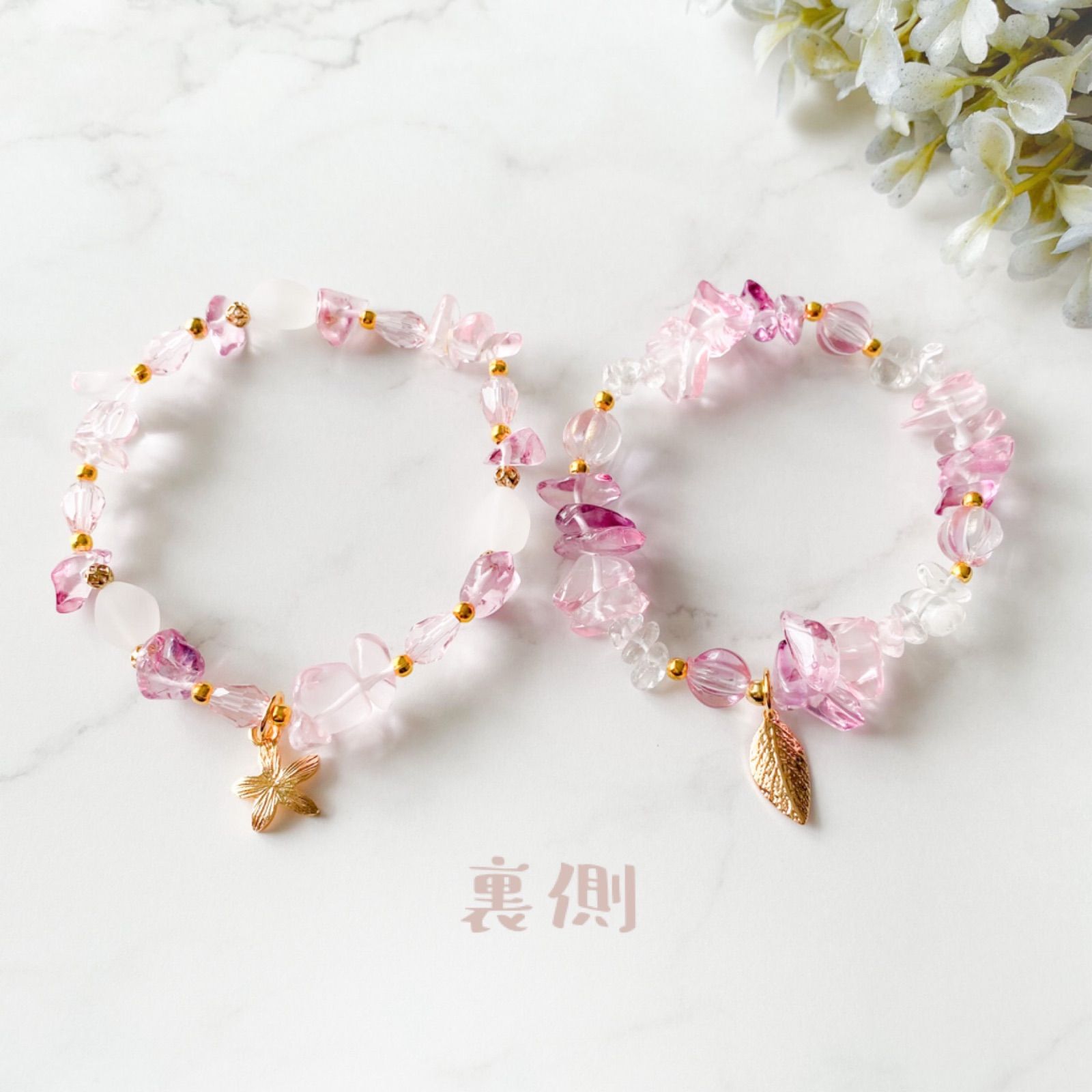 noakoma twinning ＊flower - lilac ブレスレット 2点 セット