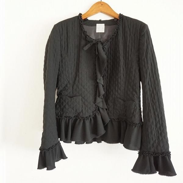 カネコイサオのレースの総ピコフリル付きのジャケット黒 カネコイサオのレースの総ピコフリル付きジャケットの黒