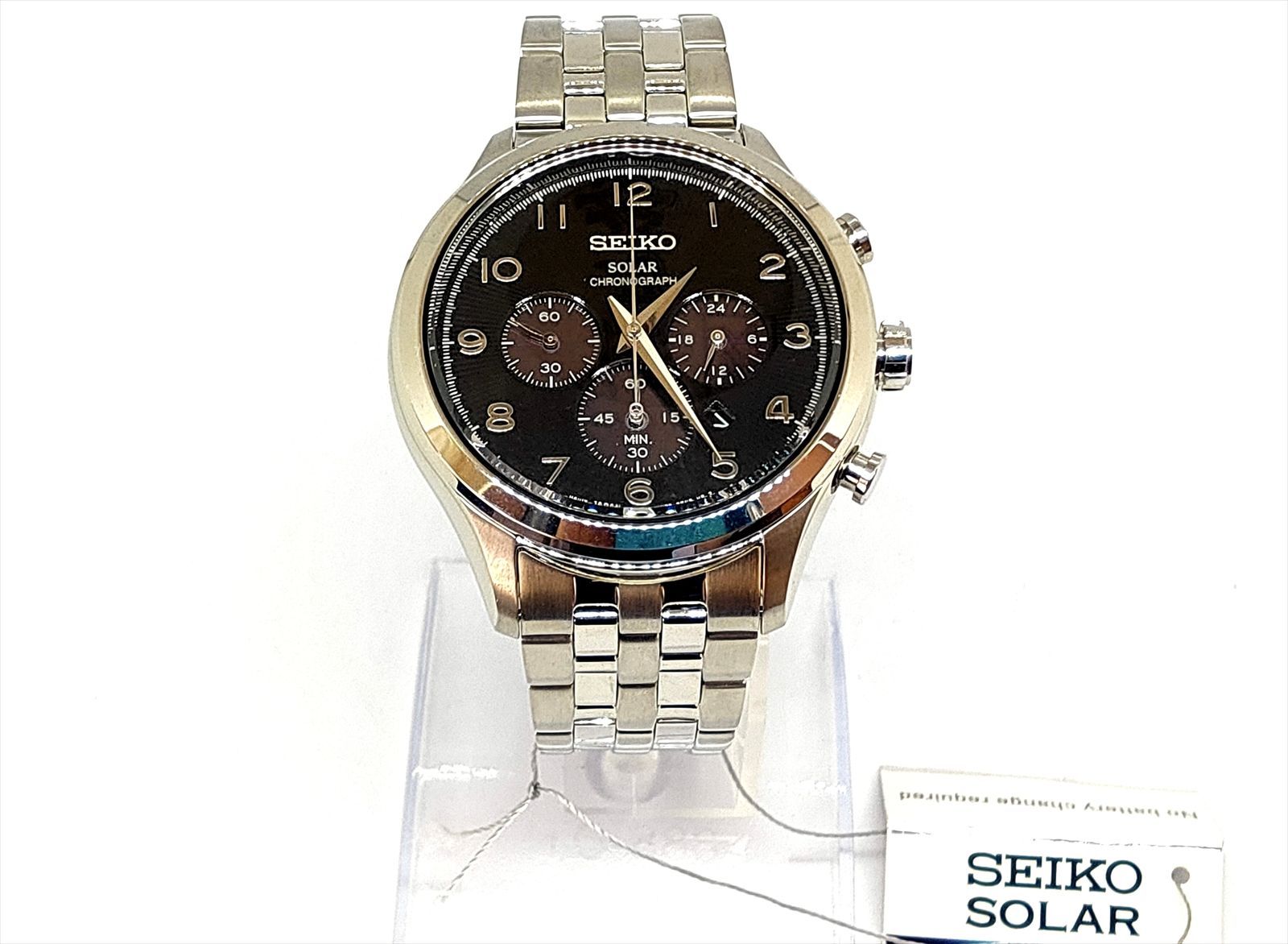 【美品 希少】 SEIKO 腕時計 V175-0AK0 クロノグラフ ソーラー セイコーSEIKO/SOLARソーラークロノグラフ BLACK 未使用 100m