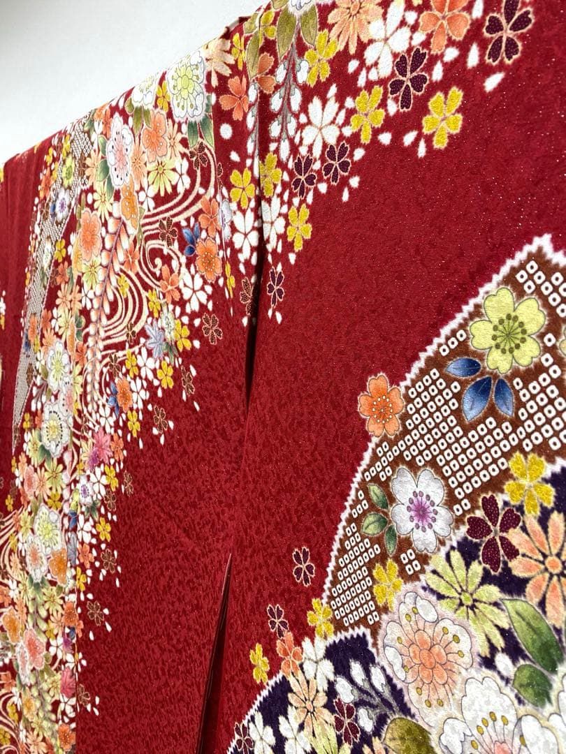 振袖 仮絵羽 辻ヶ花 金駒 金彩 銀通し舞台衣装 正絹 未仕立て品 八掛