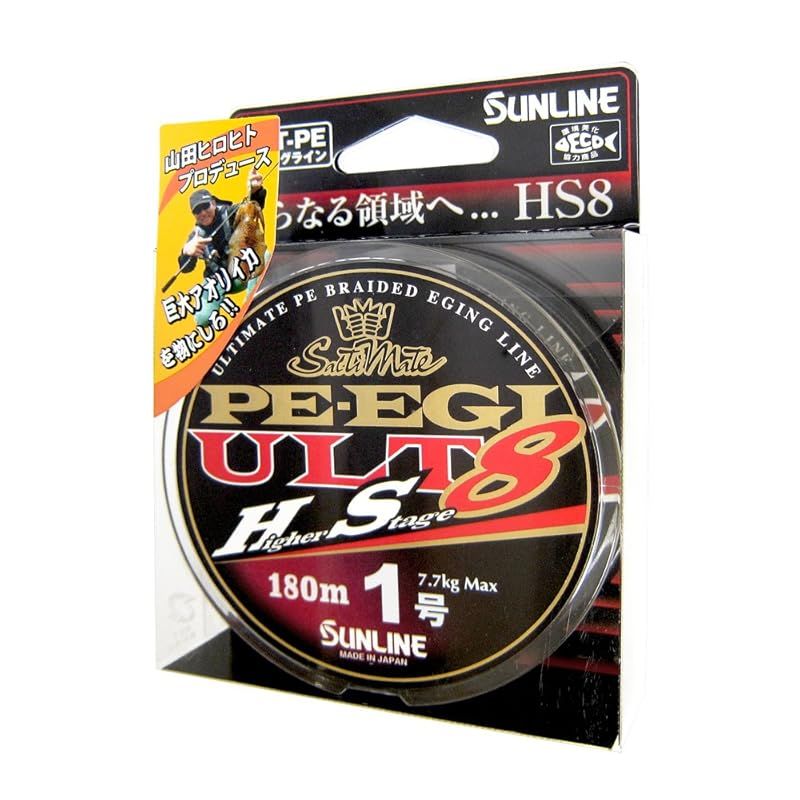 サンライン SUNLINE PEライン ソルティメイト PEエギ ULT HS8 180m 1.0号 7.7kg 8本 ホワイト ピンク ライトグリーン