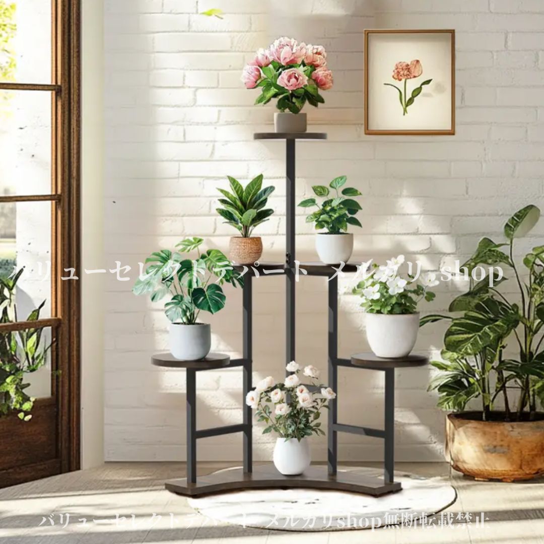 フラワースタンド アイアン 花台 7段 おしゃれ 室内 屋外 玄関 ベランダ ガーデンラック スリム 黒 ポット 鉢置き台 園芸ラック 盆栽スタンド フラワースタンド アイアン 花台 7段 おしゃれ 室内⁄屋外 玄関