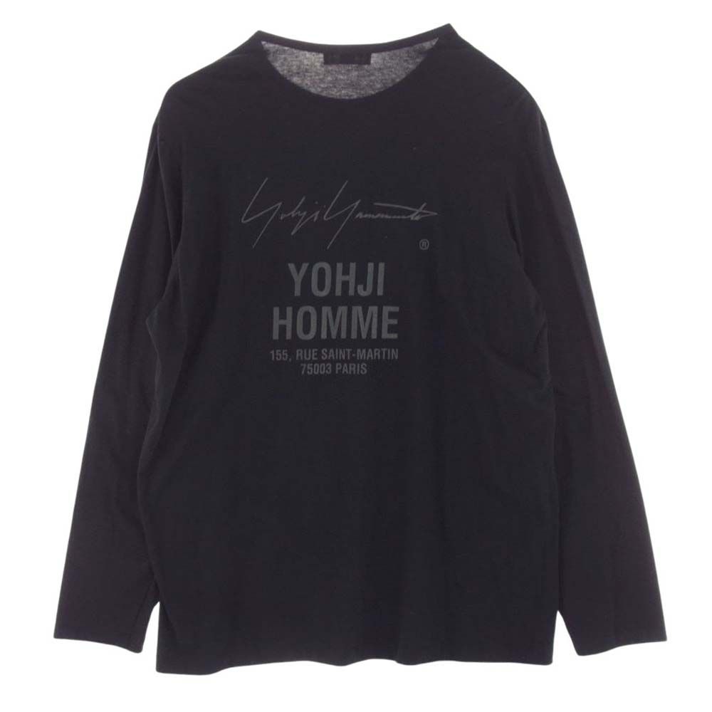 Yohji Yamamoto POUR HOMME ヨウジヤマモトプールオム カットソー 17AW HK-T41-082 スタッフ プリント 丸長 長袖 Tシャツ カットソー ブラック系 3【中古】
