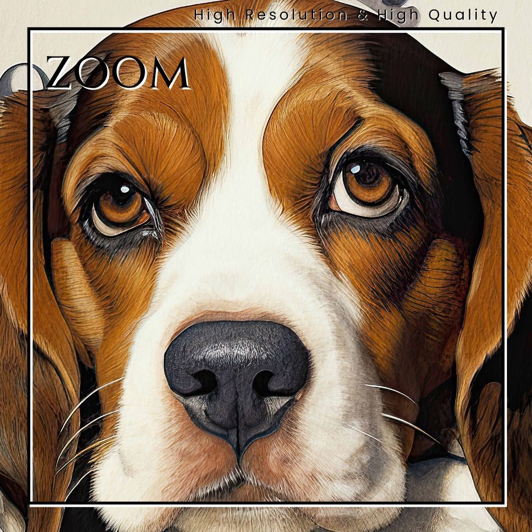 博識 - ビーグル犬 No.1】ジークレー版画＊名入れOK！ アートポスター